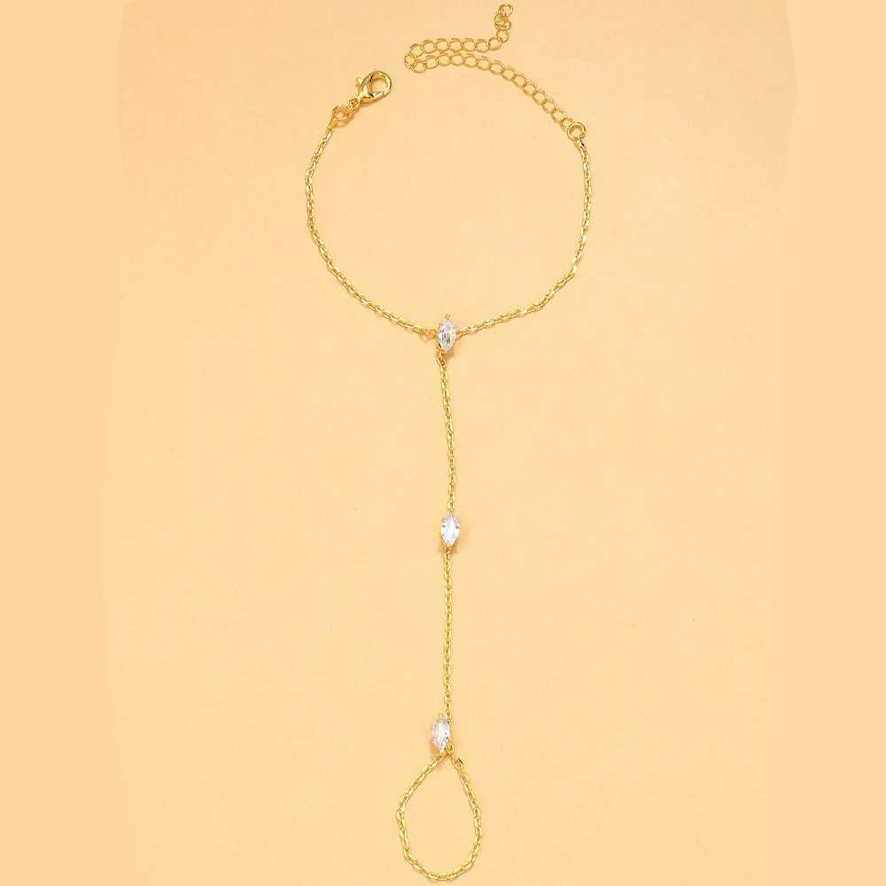 2025 Party Bohemia Rhombus Crystal Bracelet Hand Jewelry for Women Simple Thin Chain Finger Bracelet Jewelry Accessories Gift W250526
