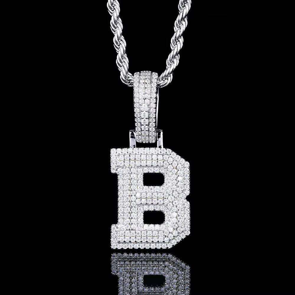 New Design Men's Hip-Hop Jewelry Pure Sier Ice Out Moissanite Initial Pendant with Necklace Chain