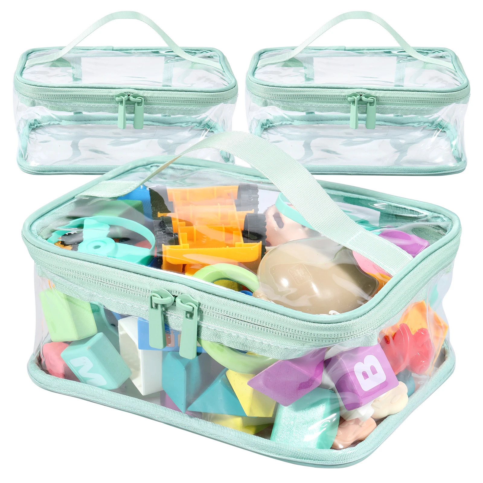 3/6 Pcs PVC Storage Bags with Zipper and Handle Clear Toy Organizing Bags Reusable Waterproof for Cosmetic Wash Toiletry Storage 250526