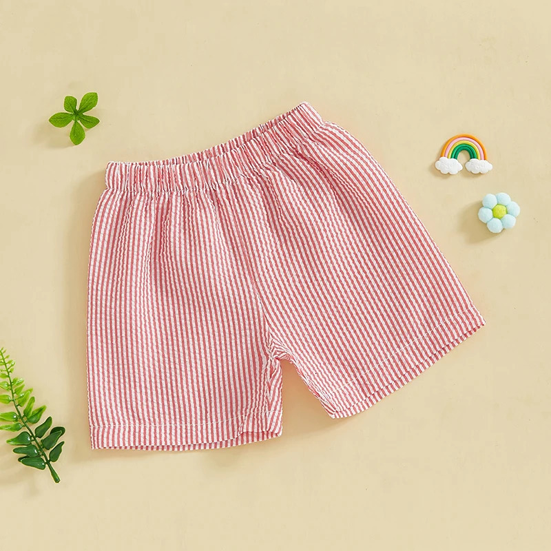 Baby Boy Striped Print Shorts Stylish Elastic Waist Short Pants for Summer Vacation Beachwear Trendy Fashion 250527