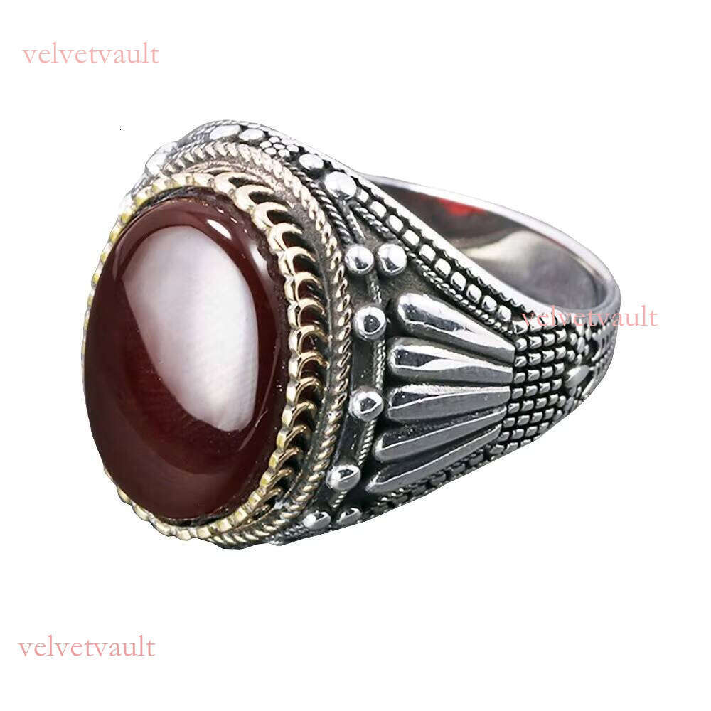 Natural Stone Handmade Jewelry Sterling Sier Finger Ring for Men
