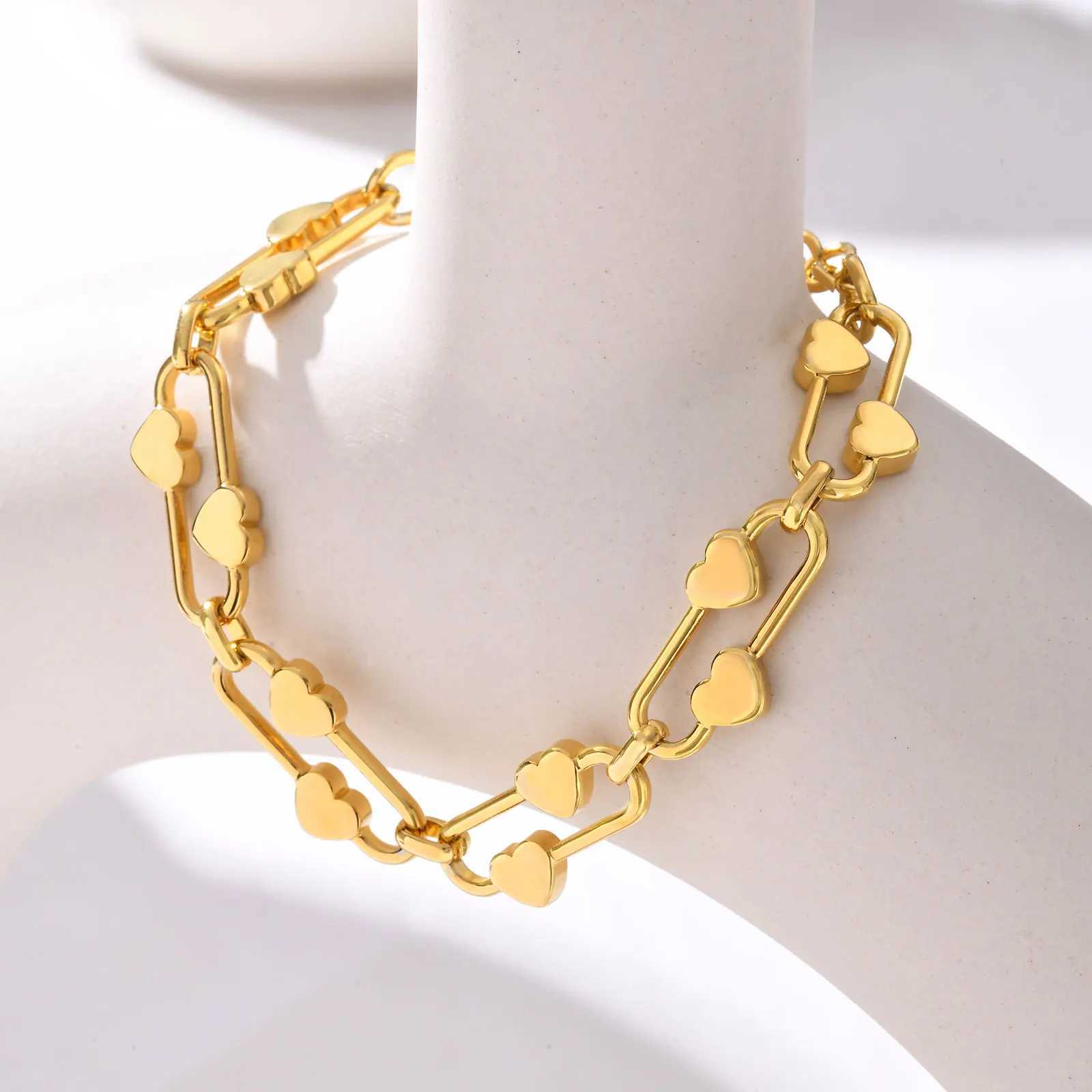 Dainty Heart-shaped Bracelet for Women Stainless Steel Waterproof Oval Handmade Chain Bracelet Charm Jewelry Gift W250526