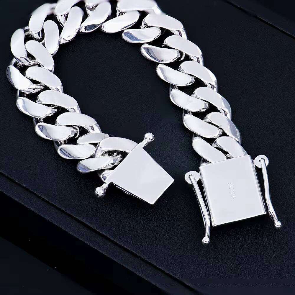 Men's Hip-Hop Sier Boutique Jewelry 14mm Miami Cuban Link Bracelet No Gift