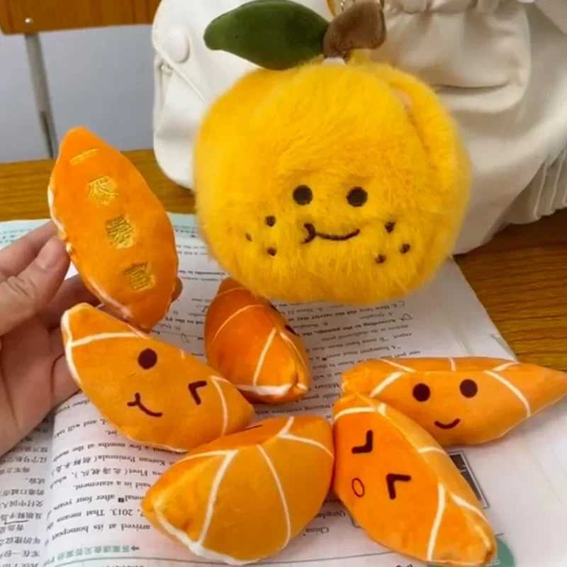 Kawaii Peelable Orange Segments Fruit Plush Toy Stuffed Soft Simulation Food Keychain Backpack Pendant Cartoon Toy Doll Kid Gift W250526
