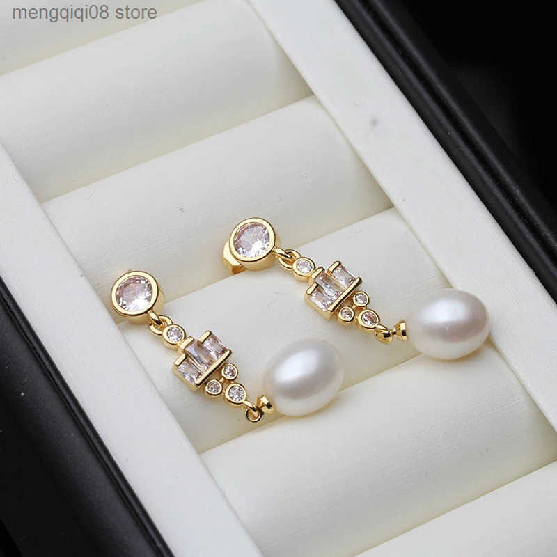Natural Freshwater Pearl Earrings For WomenGold Plated 925 Sterling Silver Real Pearl Drop Earrings Wedding Gift L250527