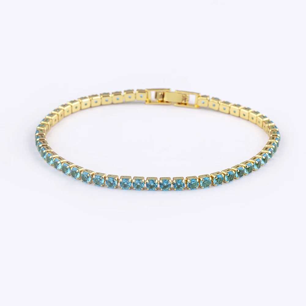 Nidin Tennis Chain Bracelet for Women Luxury Handy 4 Claws Mosaic Cubic Zirconia 6 Rainbow Colors Fashion Party Jewelry Gift W250526