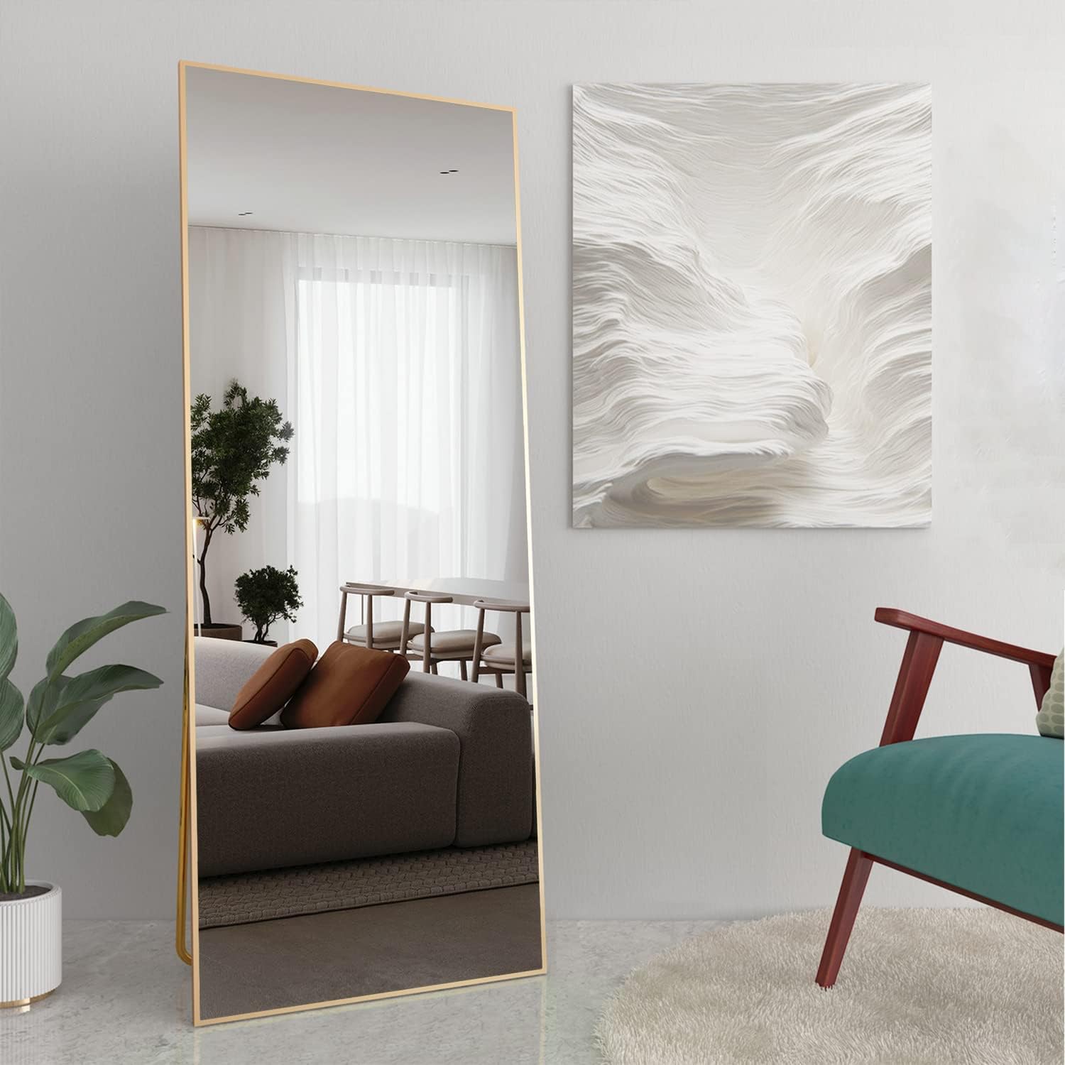 cassilando gold full length metal frame mirror largesized floor wall standable 65 h x 24 w