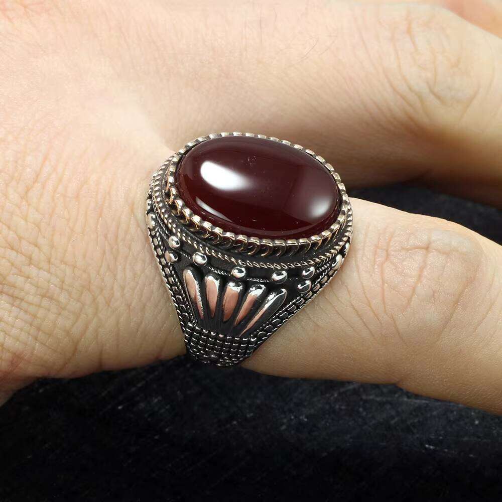 Natural Stone Handmade Jewelry Sterling Sier Finger Ring for Men