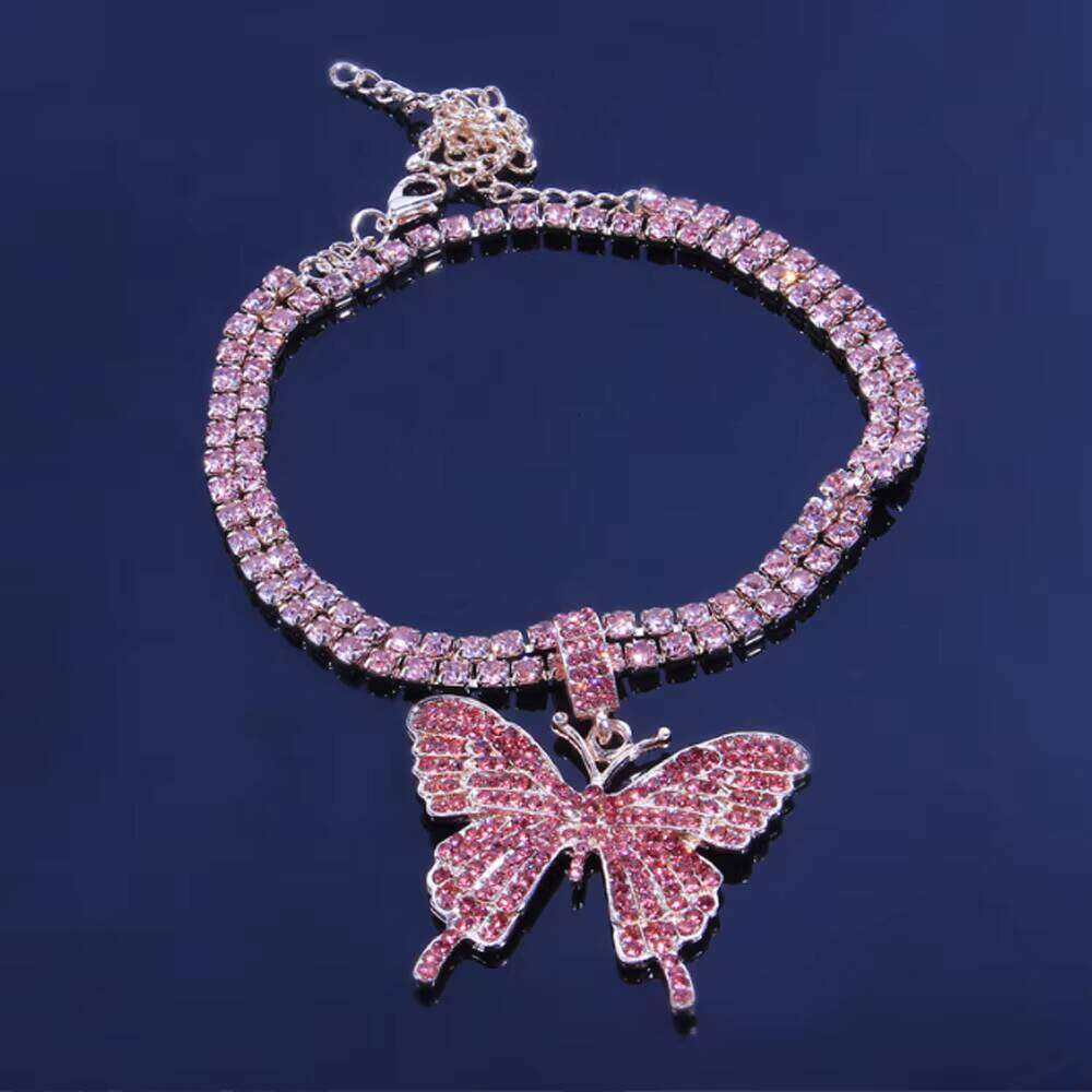 Fashion Hip Hop Foot Jewelry Personalized Bling Crystal Tennis Chain Anklets for Women Punk butterfly Charm Anklet Bracelets