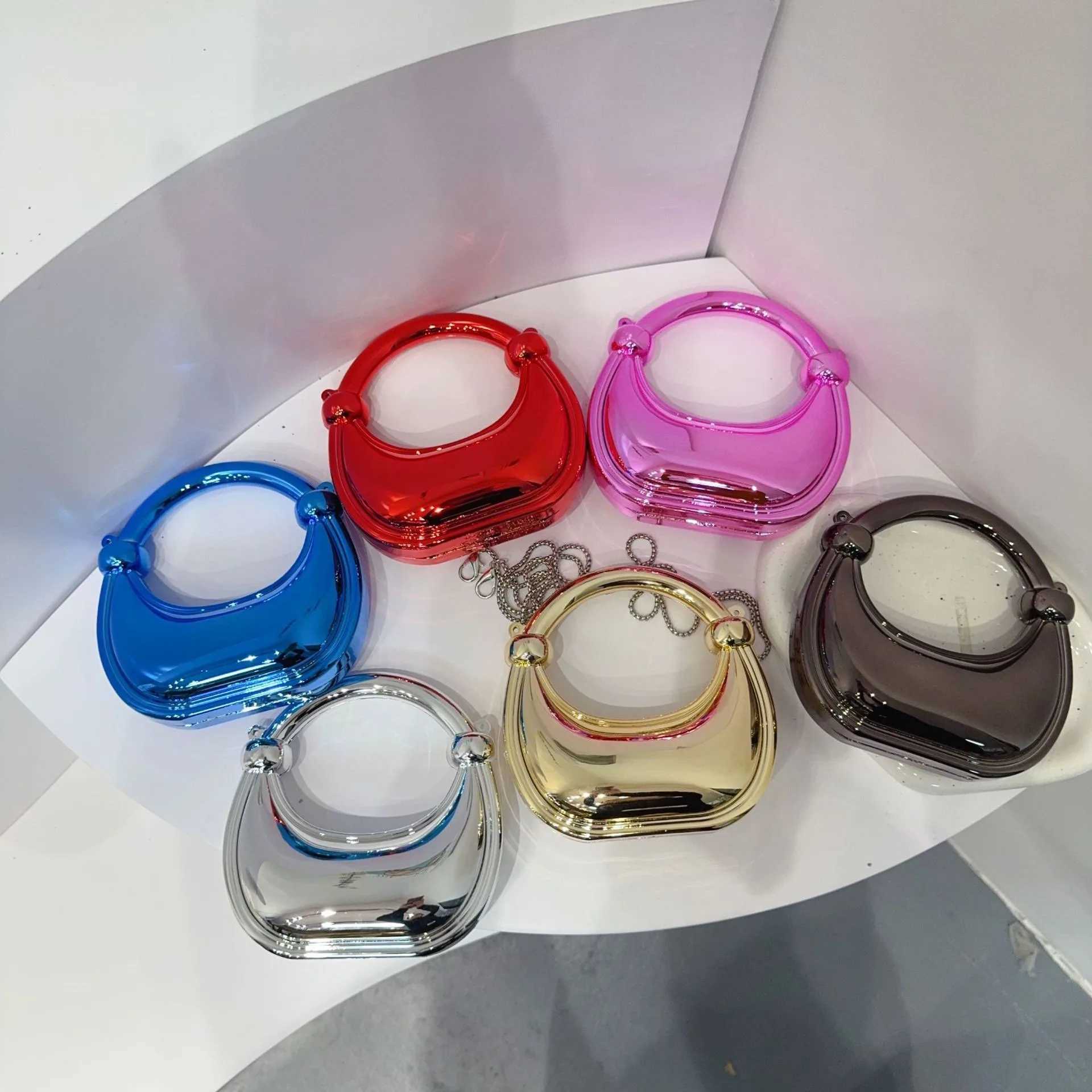 Mini Golden Evening Bag Purses and Handbags Luxury Designer Shoulder Bags Funny Shape Party Wedding Acrylic Knot Clutch Purse W250527