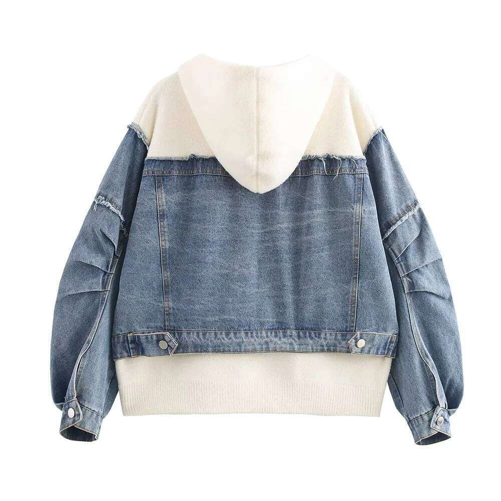 Autumn New Fashionable Women's Clothing Casual Elegant Design Sense Sweater Denim Patchwork Jacket Cardigan