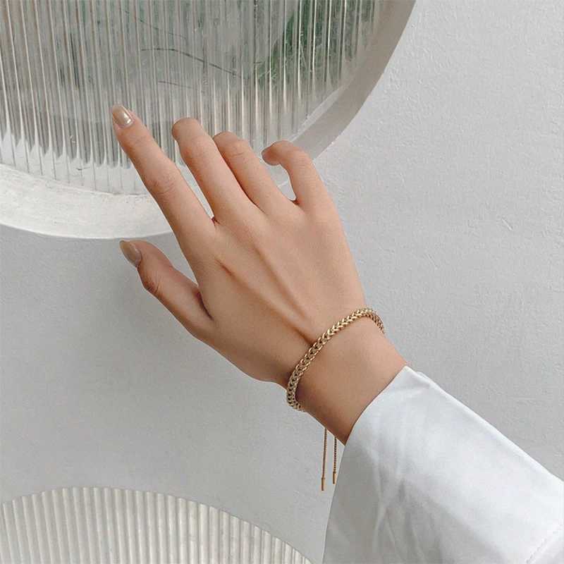 MEYRROYU Stainless Steel Gold Color Draw String Bracelets Trendy Simple Bracelets For Women Men 2021 New Fashion Party Jewelry W250526