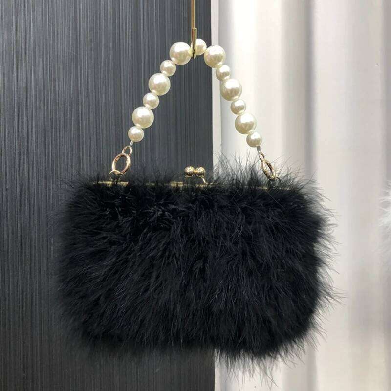 30 Color Fur Floral Bride Party Evening Clutch Women Wedding Purses and Handbags Small Shoulder Bag With Feather Bags