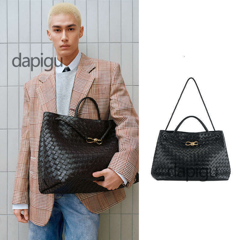 Old money style woven tote bag Andiamo commuting briefcase versatile cowhide large handbag