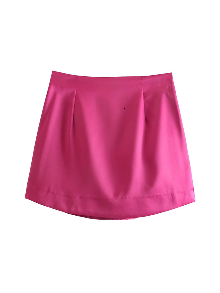 Willshela Women Fashion Purple Satin Mini Skirt High-waist Side Zipper Chic Lady Woman INS style Soft Short skirts 250521