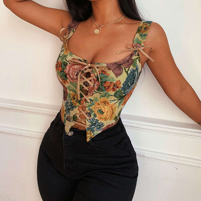 Ilya Jacquard Waist-Cinching Vest 2025 Summer New Floral Embroidery Small Camisole LQ21216PF