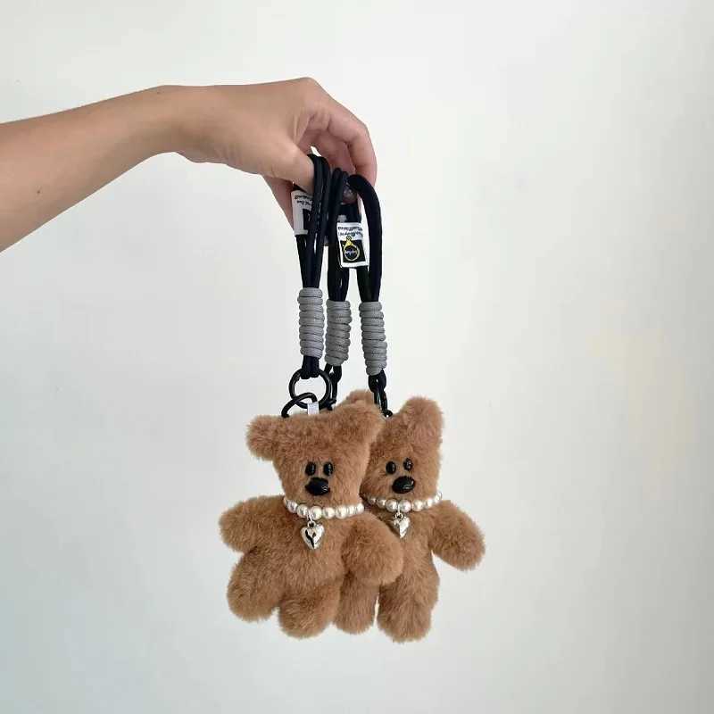 15cm Kawaii Small Bear Plush Toy Keychain Bear Toy Backpack Pendant Anti-drop Chain Cute Car Keyring Kids Women Bag Accessories W250526