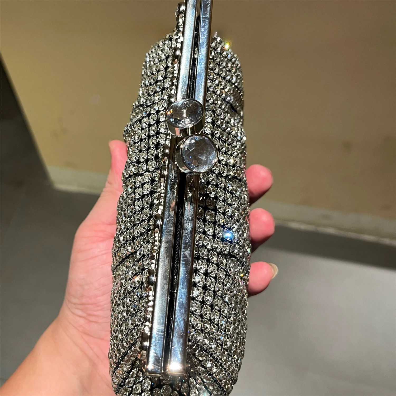 Luxury Silver Crystal Diamond Women Clutch Evening Bag Wedding Crystal Ladies Purse Female Sparkly Wallet for Wedding Party Ins W250527