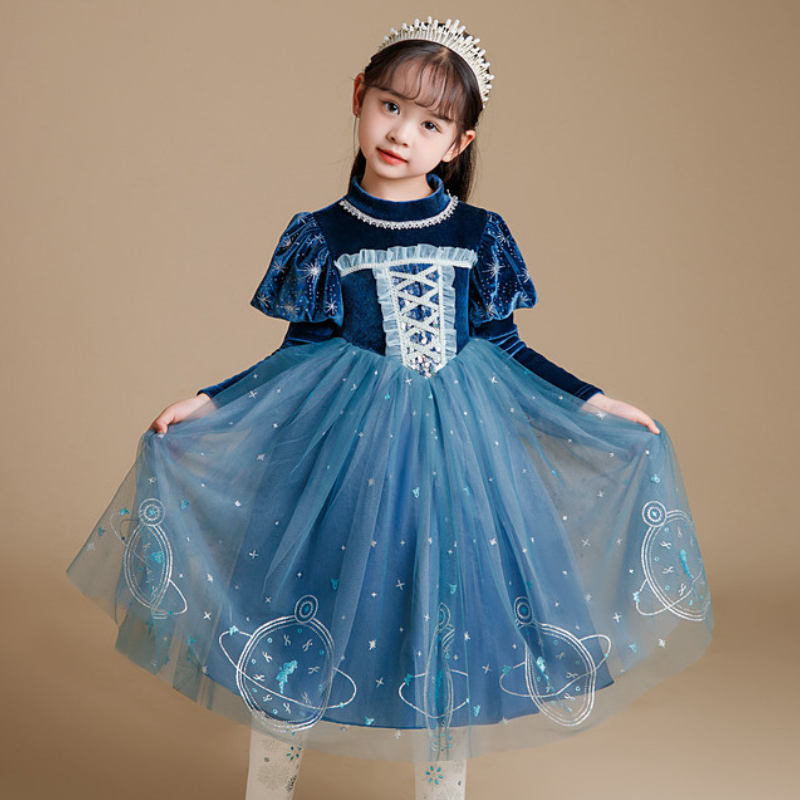 DISNEY designer kids clothes infant designer clothes Frozen Elsa Princess Dress Princess designer dress performance costume comfortable and soft.