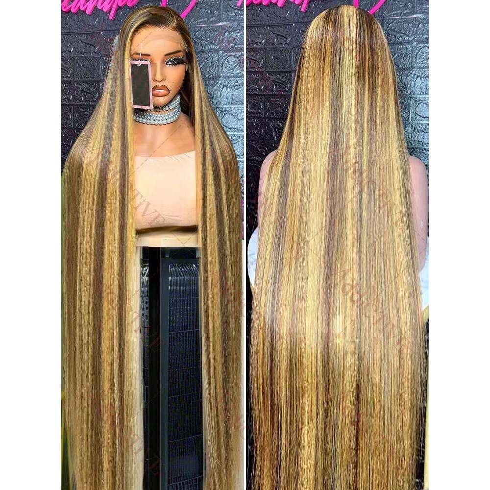 13x6 HD 250% 30 40 Inch Highlight Blonde Ombre 4/27 Bone Straight Front Human Hair Wigs Brazilian 13x4 Lace Frontal Wig