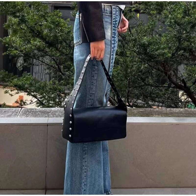 Women's Bags Designer Women Fashion Retro Single Shoulder Crossbody High Quality Underarm Personality Handbag Rivet Commuter Bag