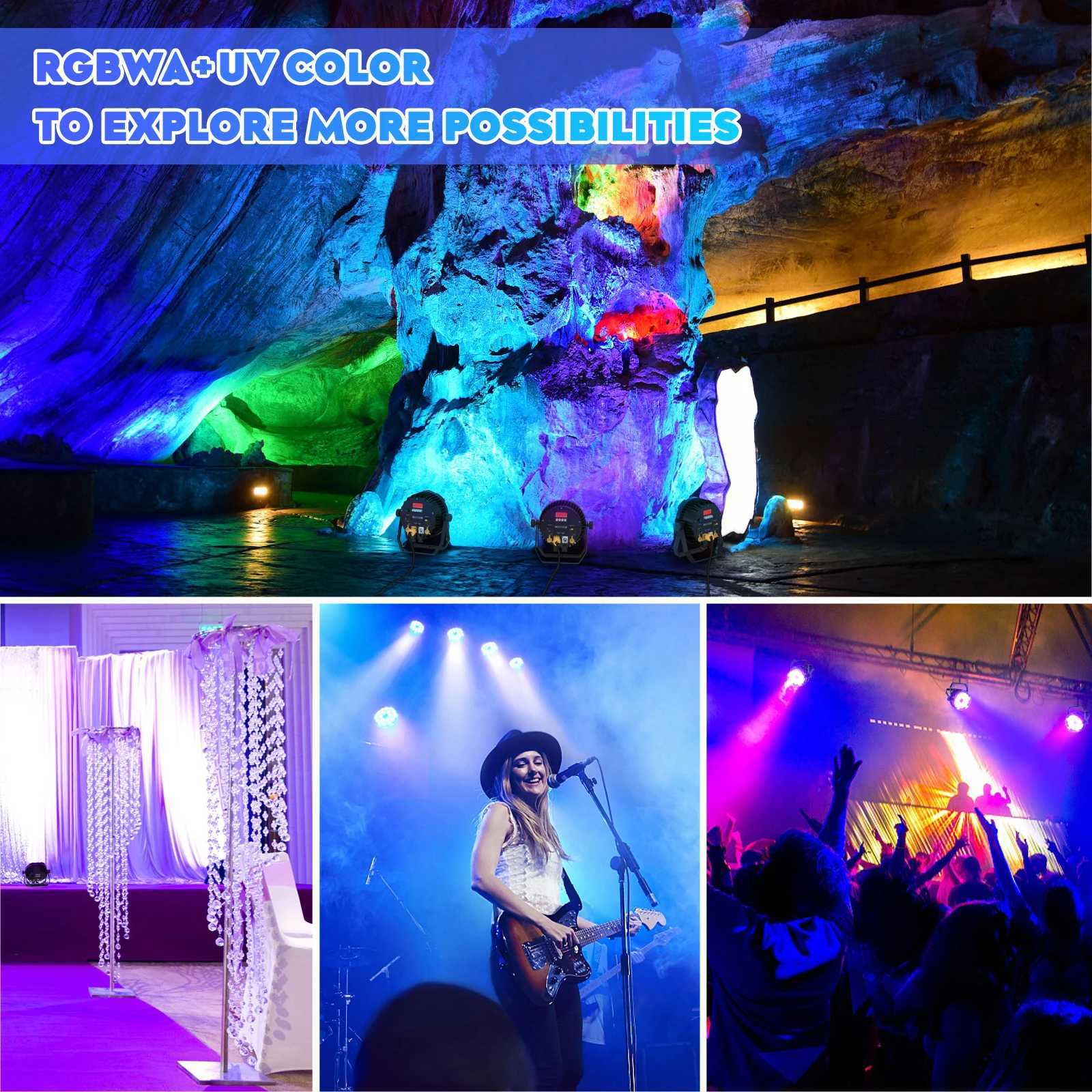 UKing 4PCS 150W LED Par Light 18x10W RGBWA+UV Waterproof 6in1 18LED Fixture Beads Stage Light DMX512 DJ Light for Disco Dance XJ250527