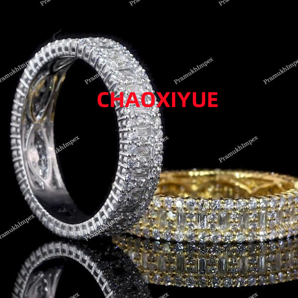 S925 Sterling Silver VVS Moissanite Diamond Customized Yellow Gold White Gold Plated Fancy Trendy Ring Best Wholesale Price