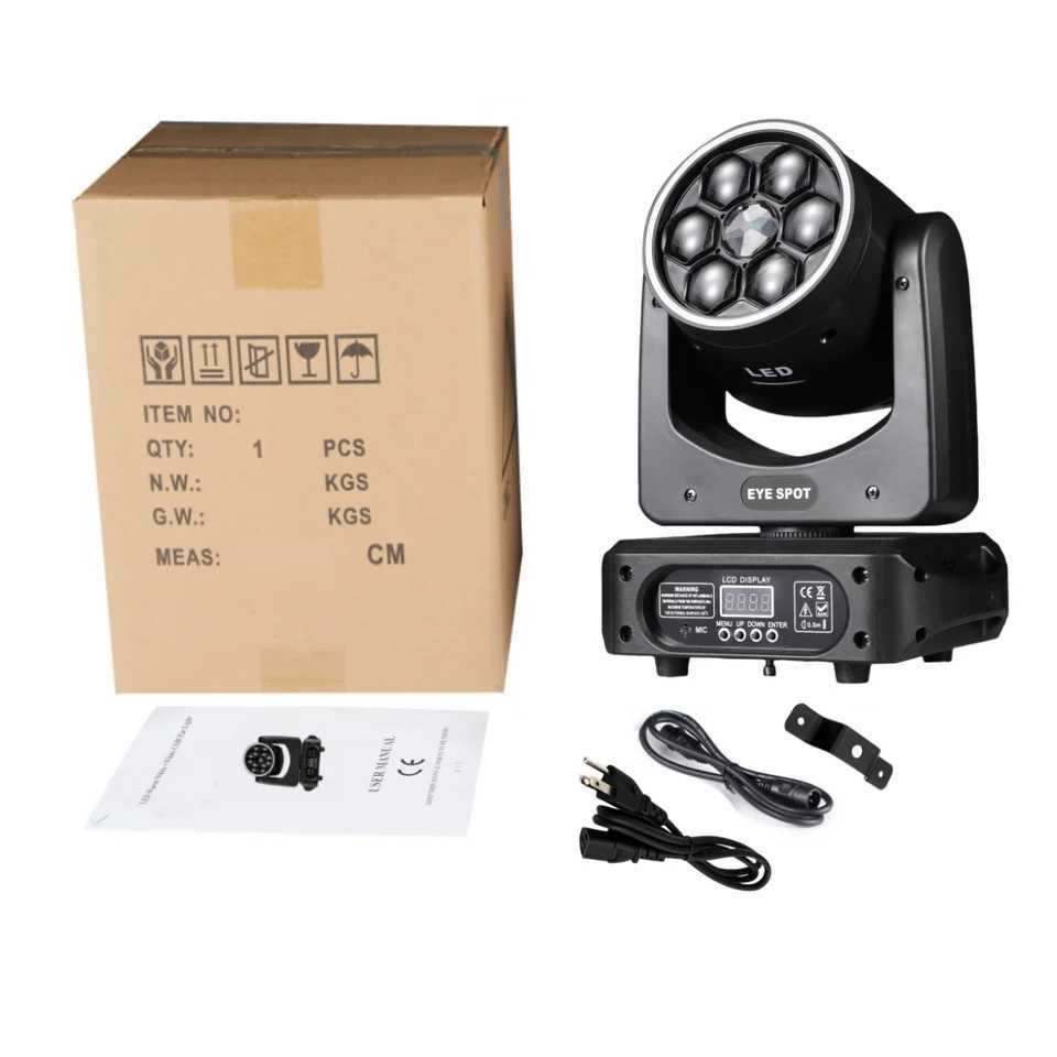 BEE EYE 150W Mini LED Moving Head Beam Spot Halo Effect 24PCS RGB 3in1 DJ Stage Effects Lights XJ250527