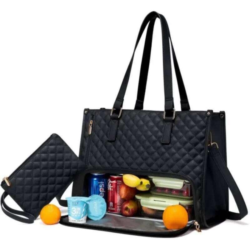 Large Women Bags With Insulated Compartment 15.6Inch Laptop Tote With Leakproof Lunch Box Pocket Work Bag Handbag