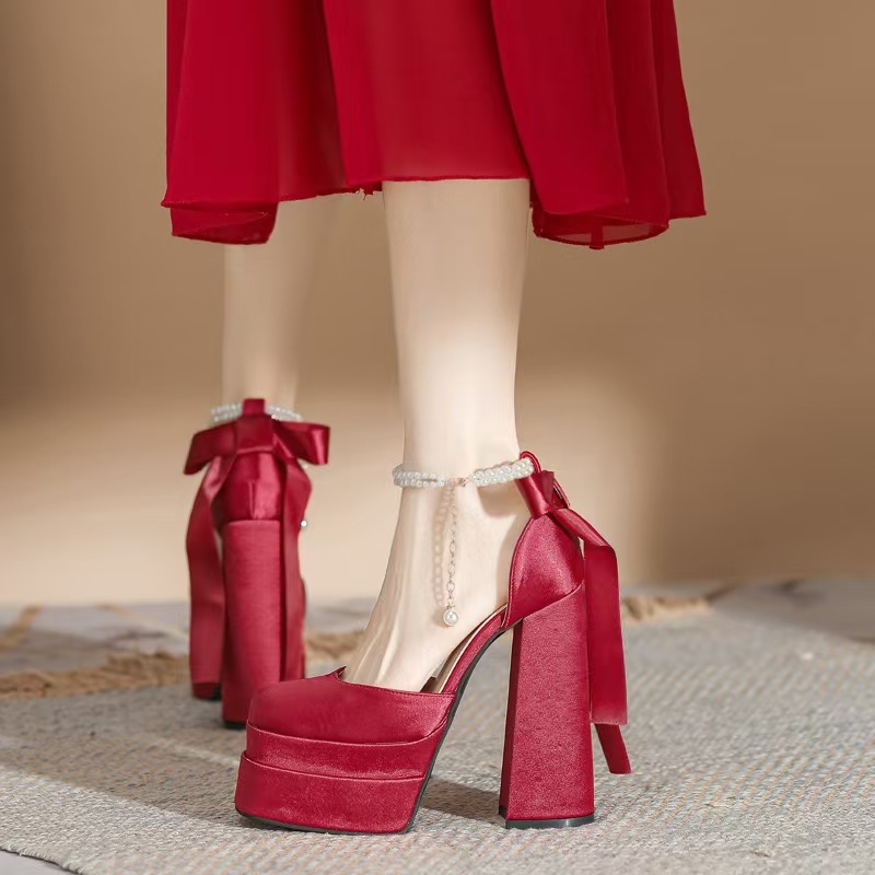 Women's Sexy Summer Sandals Platform Close toe High Heels Pumps Red Black White Party Dance Shoes Female Large Size ad93