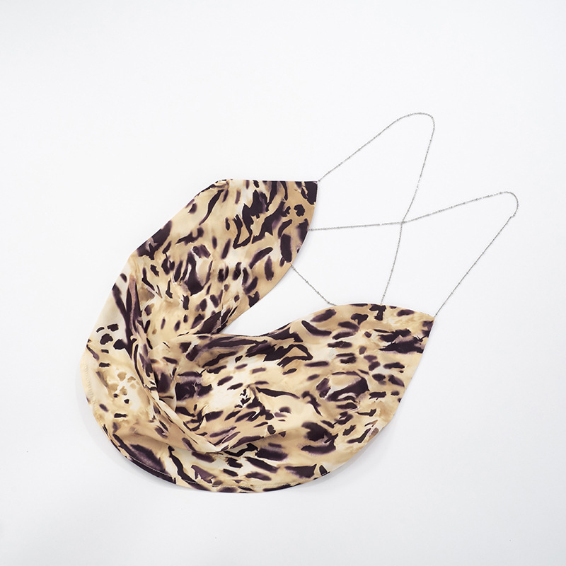 Chic Leopard Patterned Womens Cami with Chains Detailing Ideal For Night Outwear