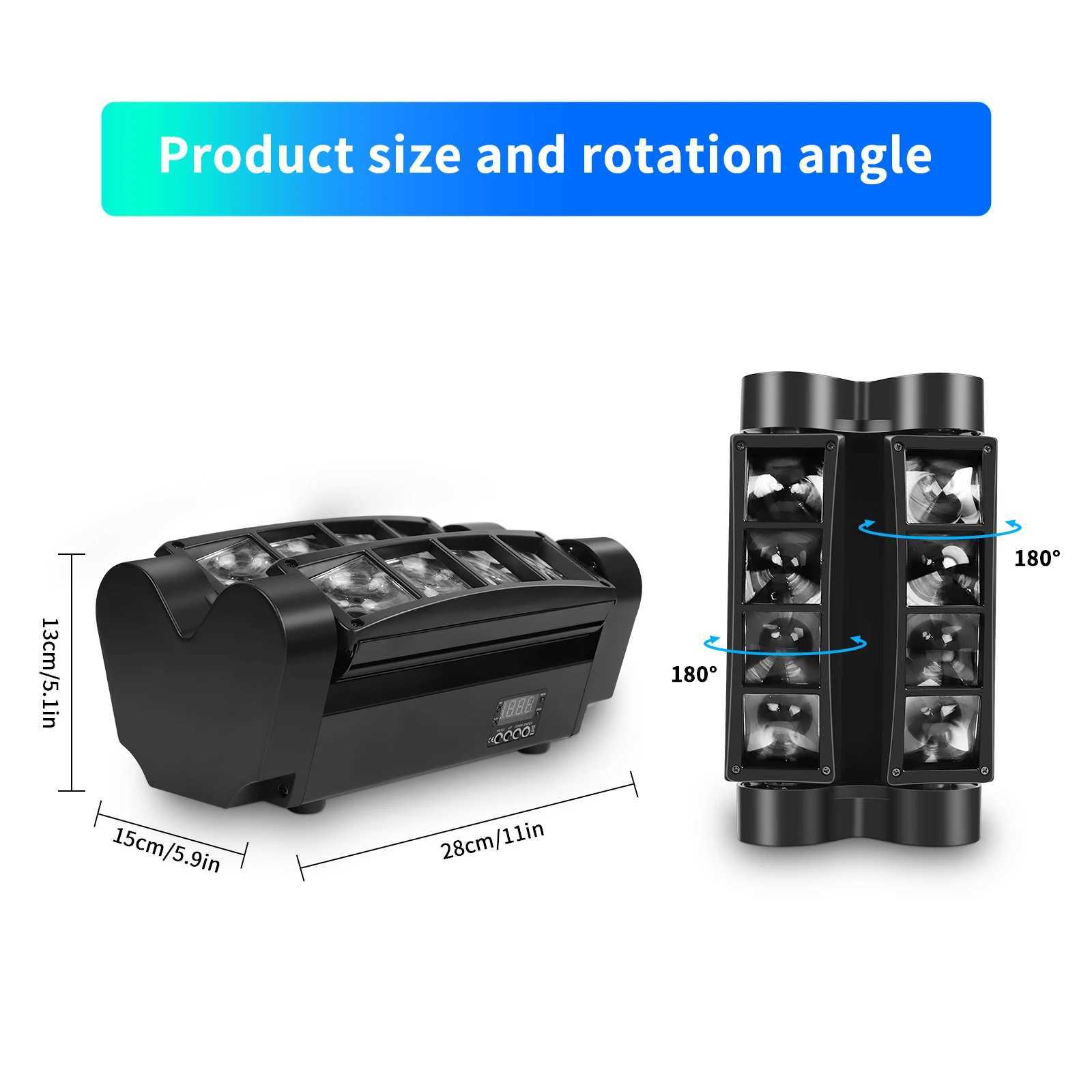 Datewink 80W Mini Spider Moving Head Lights RGBW LEDs Beam Stage Lighting Effect DMX512 For DJ Disco Party Show Wedding Karaoke XJ250527