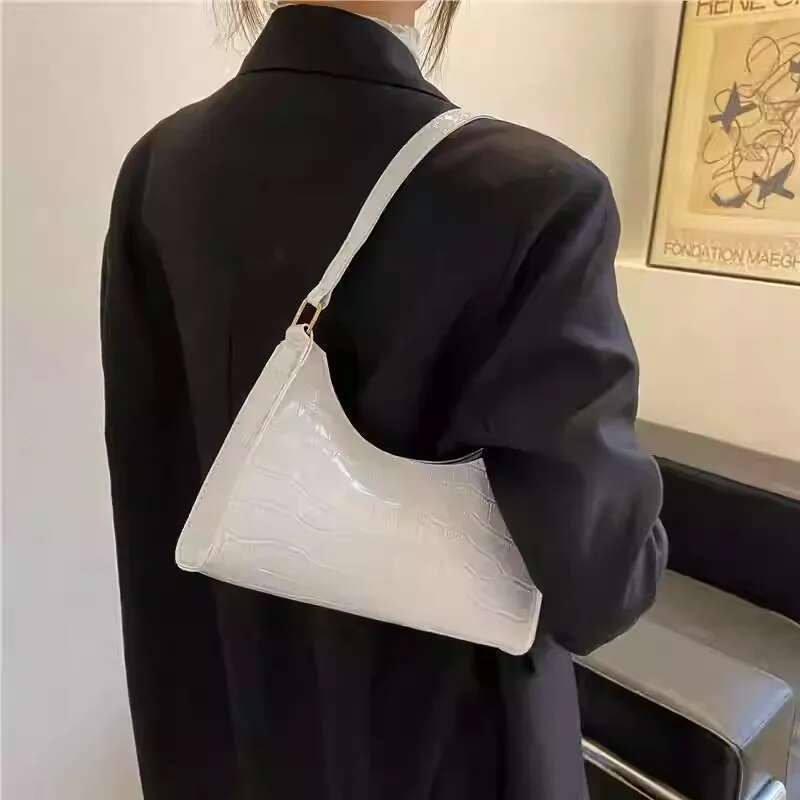 Fashion PU Leather Bags For Women Alligator Pattern Armpit Handbag Female Small Underarm Messenger Bag Purses And Handbags