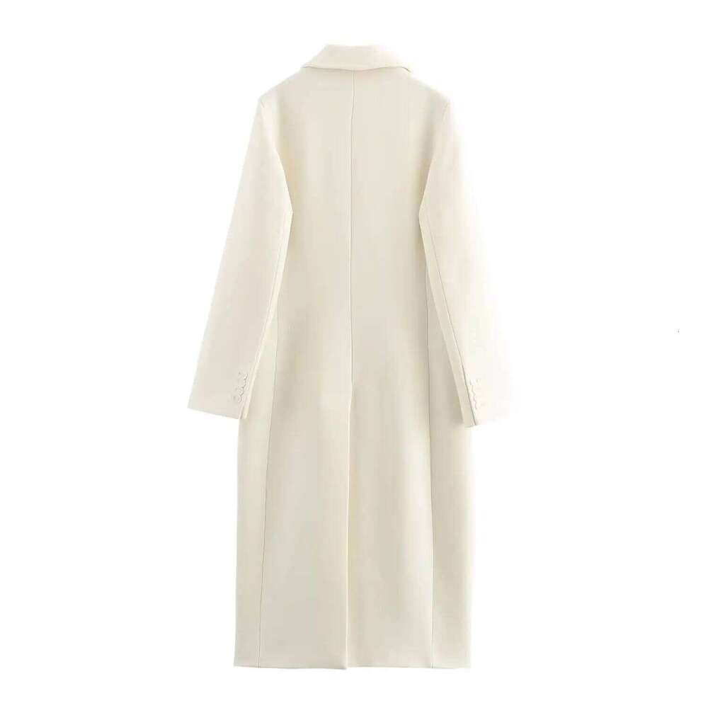 European And American Style Spring New Temperament Versatile Lapel Double-Breasted Long Coat Jacket