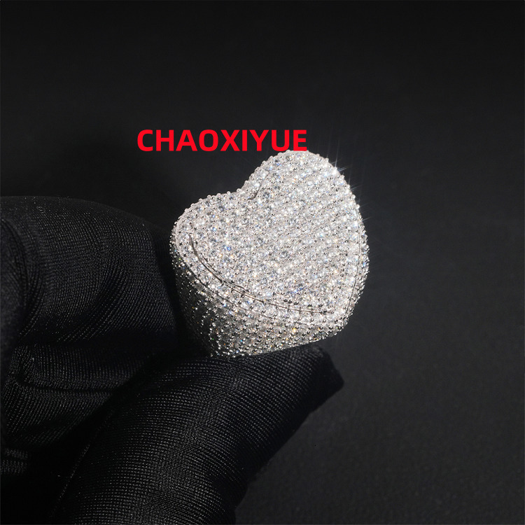 Hip Hop Jewelry Luxury 14K Gold Plated Solid 925 Sterling Silver Heart Style Iced Out Paved 5Ct MenS Moissanite Nose Ring