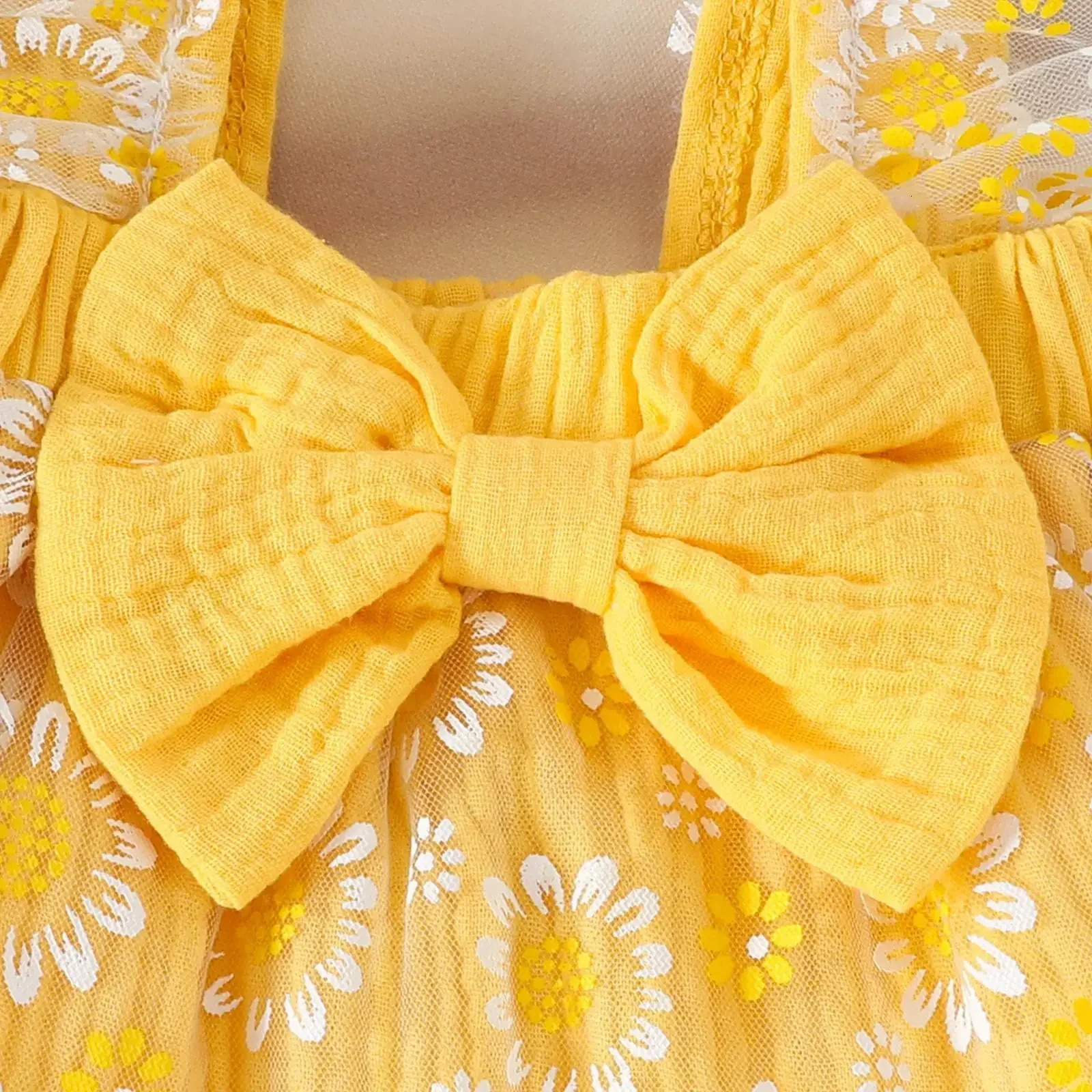 0 2 Y Baby Girl Short Sleeve Cotton Romper and Mesh Strap Skirt Set with Bow Options for Childrens Clothes 250527