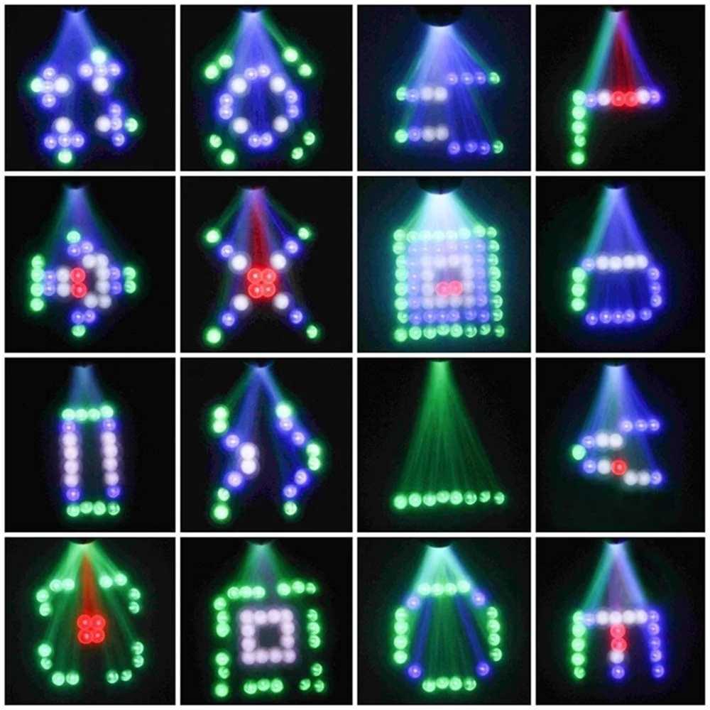 LED Lights 64LEDs Airship RGBW Pattern Stage Effect Lighting Equipment DJ Disco Party Projector Spotlights LED Lights for Christmas XJ250527