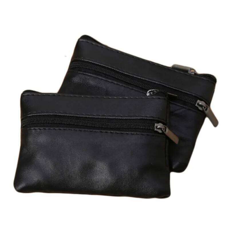 Men Women Card Key Soft Holder Zip Leather Wallet Pouch Bag Purse Gift New Fashion Black Mini Coin Holders