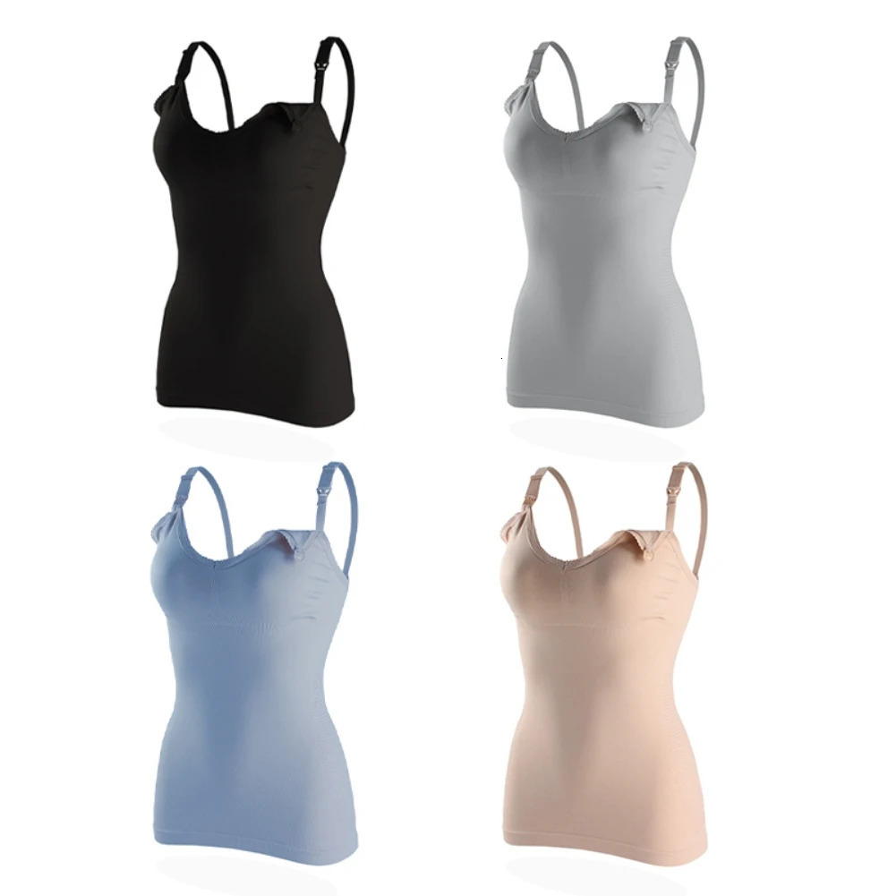Summer Front Open Buckle Solid Sleeveless Nursing Clothes Comfortable Women Pregnant Top Maternity Clothing Breastfeeding Vest 250527