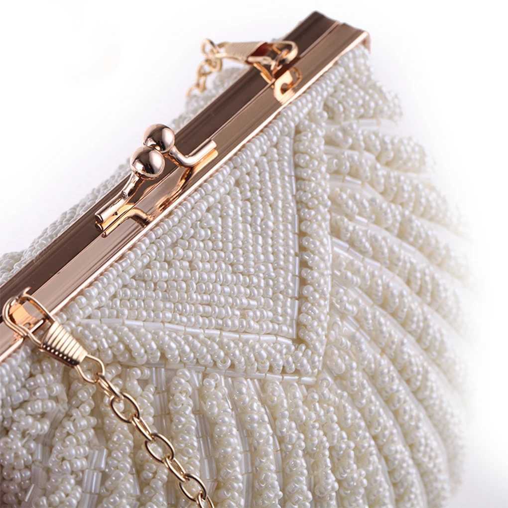 Luxury Women Shell Pearl Rhinestone Elegant Clutch Bag Dinner Bride Dress Bag Banquet Handbag Evening Clutch Purse W250527