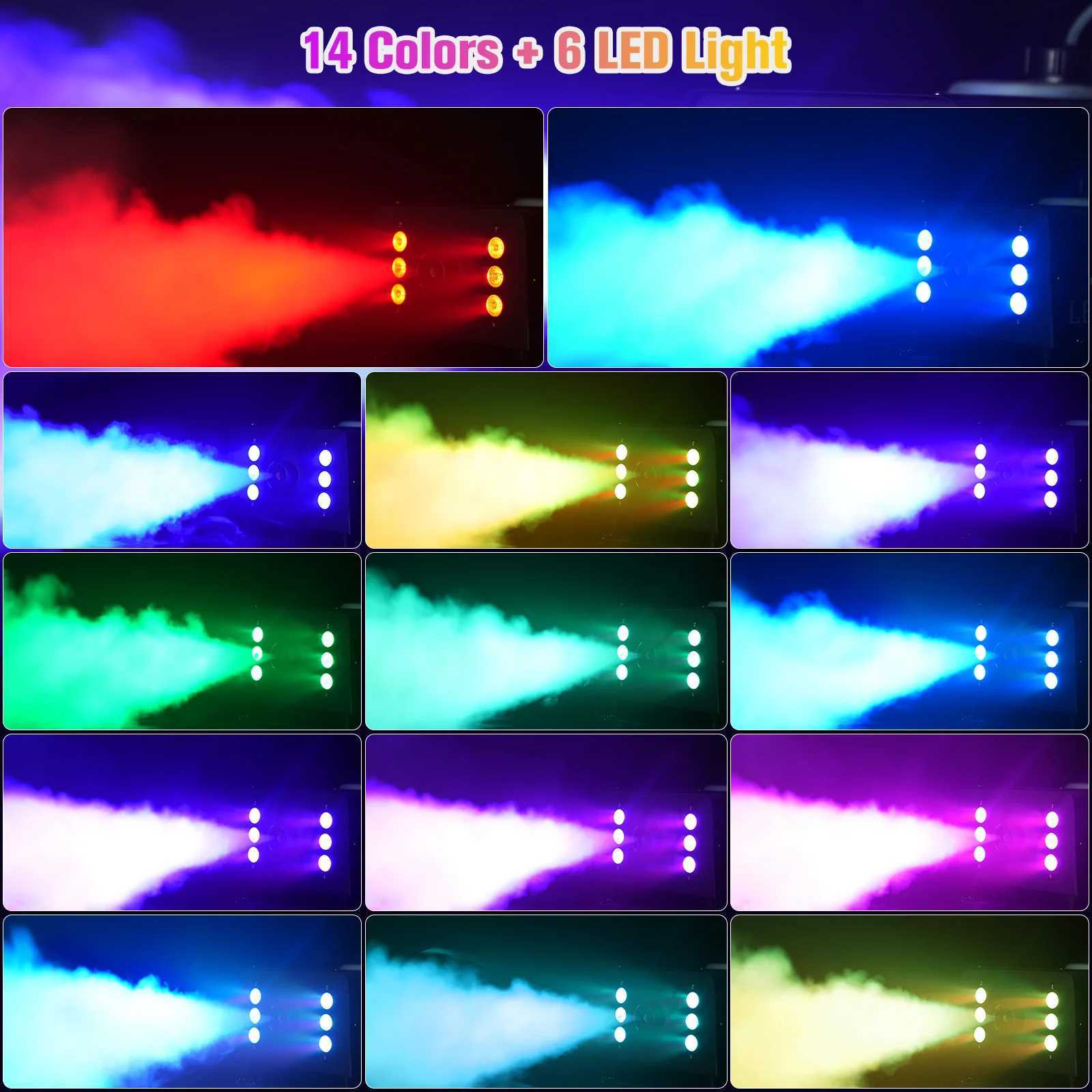 UKing 1500W Smoke Machine RGB 6 LED Fog Machine with Remote Control DJ Disco Nightclub Stage Effect Wedding Fogger Machine XJ250527