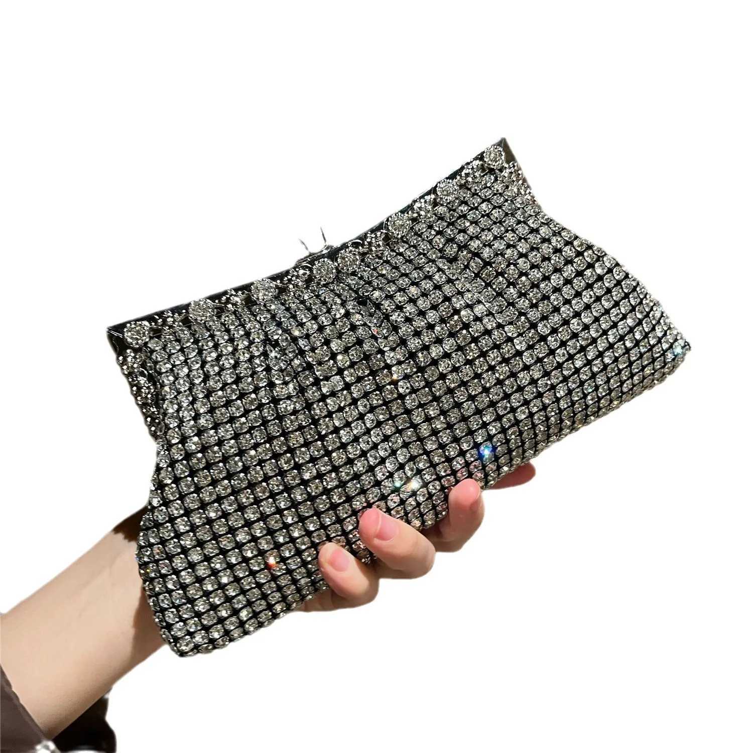 Luxury Silver Crystal Diamond Women Clutch Evening Bag Wedding Crystal Ladies Purse Female Sparkly Wallet for Wedding Party Ins W250527