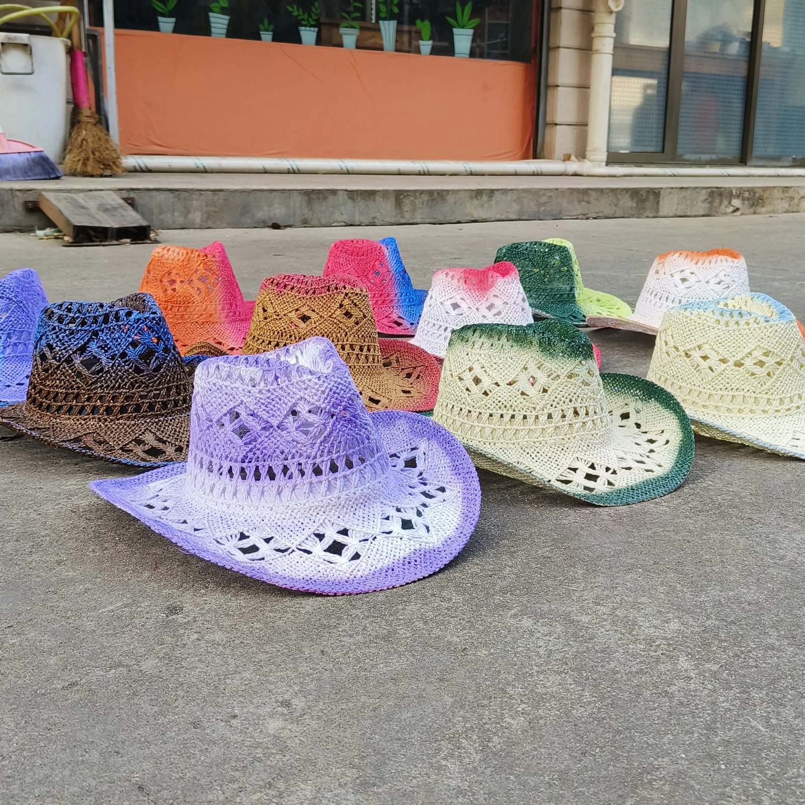 Western Cowboy Straw hat Hollow women Fashion Handknitted straw hat Party Outdoor summer cowboy Sunshade sombrero vaquero hombre 250526