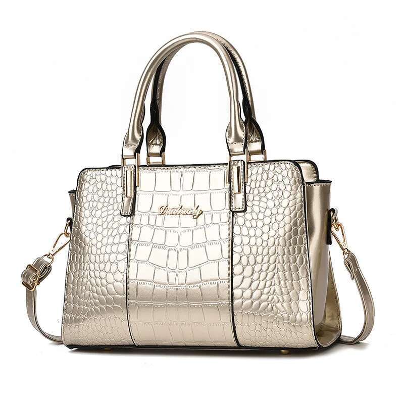 Brand Fashion Casual Women Shoulder Sier Gold Black Handbag PU Leather Female Big Tote Bag Ladies Hand Bags Sac