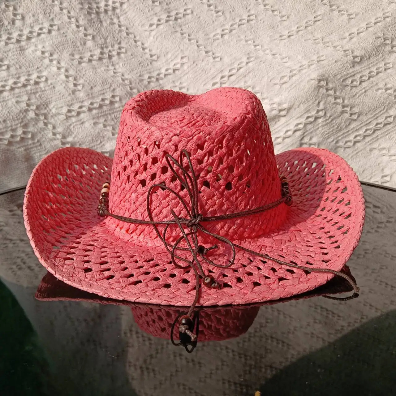Cowboy Straw Hat Handmade Hollow Mens and Womens Summer Sun Protection Beach Hat Travel Western Cowboy Straw Hat Bikini 250526