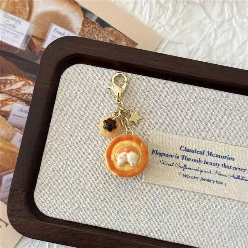 Cute Egg Tarts Pendant Keychain For Car Keys Accessories Creative Coffee And Bread Food Design Keyrings For Mobile Phone Chain W250526