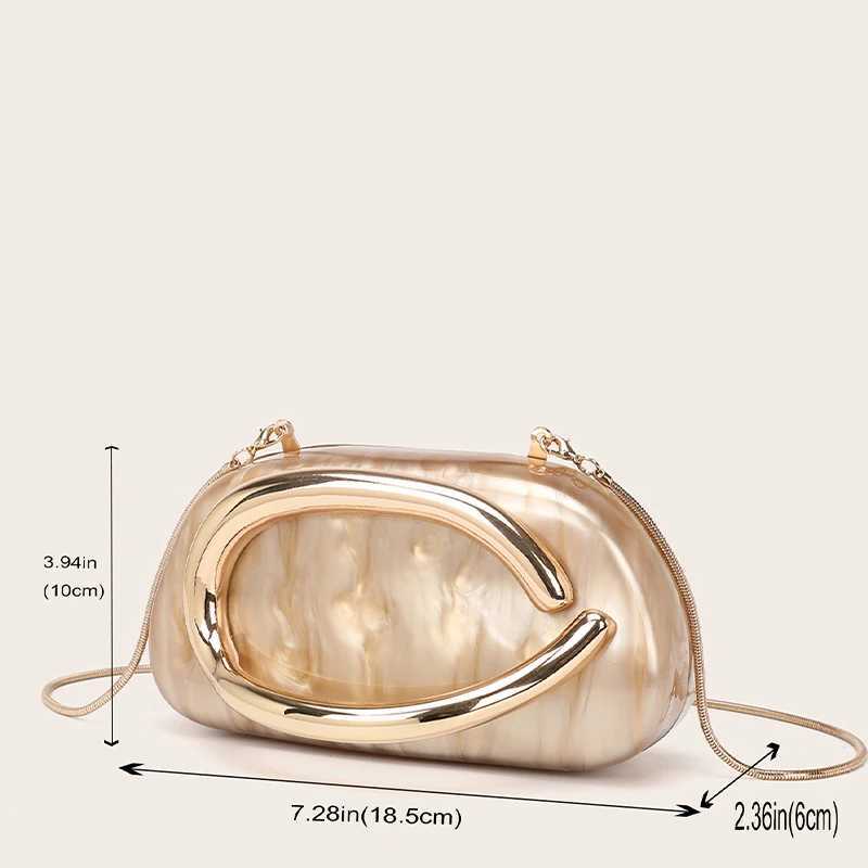 Women Acrylic Clutch Box Handbag Metal Handle Evening Bag Trendy Ladies Shoulder Crossbody Purse for Wedding Prom Cocktail Party W250527