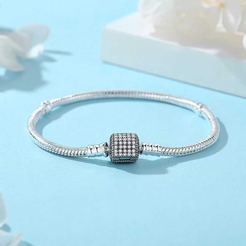 Original 925 Sterling Silver Bracelets Bangles Love Heart Clip Charms Beads Snake Chains For Women Rose Gold DIY Luxury Jewelry W250526