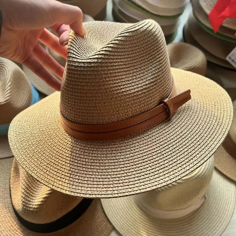 Big Head Size 60CM Straw Panaman Hat Foldable Woven Sun Hat Men Plus Size Jazz Cap Women Beach Sun Protection Sun Shading Hat 250526