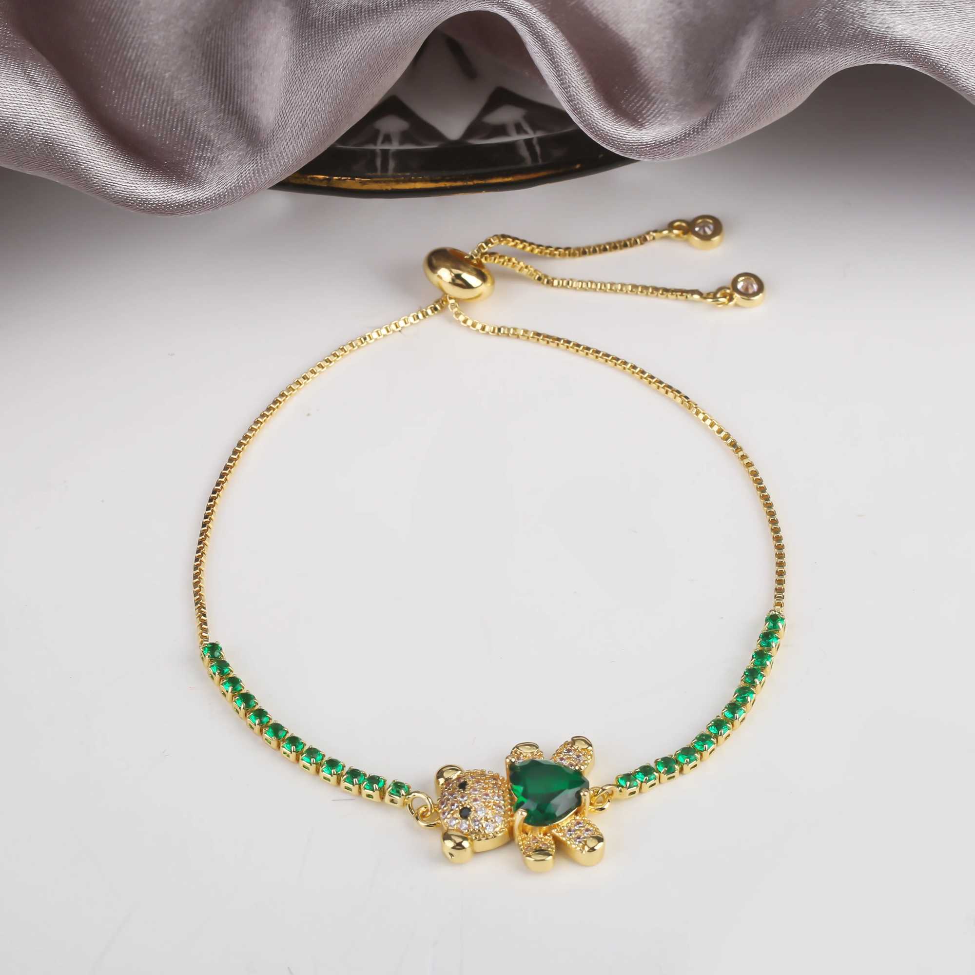 INS Cute Teddy Bear Bracelet For Women Cz Crystal Animal Bracelet High Quality For Engagement Party Gift Wholesale Daily Wear W250526